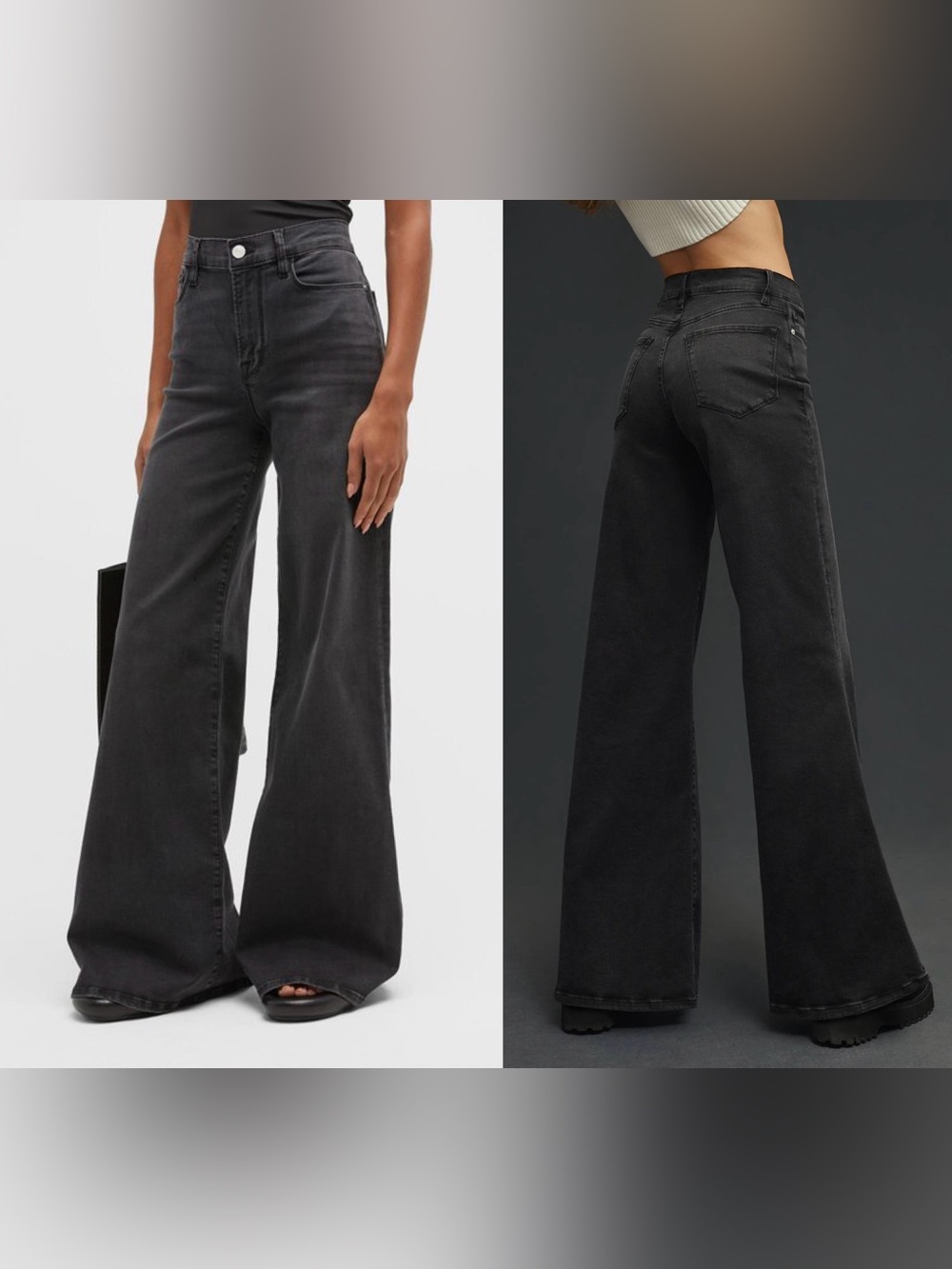 FRAME Le Palazzo Wide Leg Jeans Washed Black High Rise Denim Womens Size 26 NEW